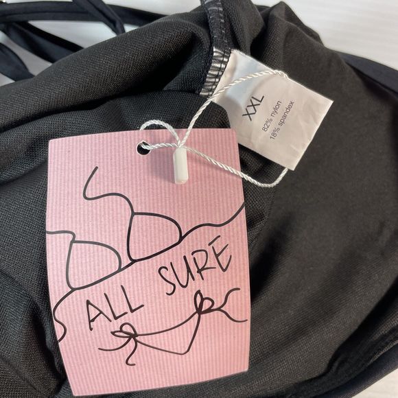 NEW All Sure Women One Piece Bathing Suit Black Size XXL Open Back Ruched Tummy - Picture 11 of 14